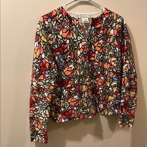 Talbots women’s zip up cardigan - small - Colorful Floral Patterned Cardigan